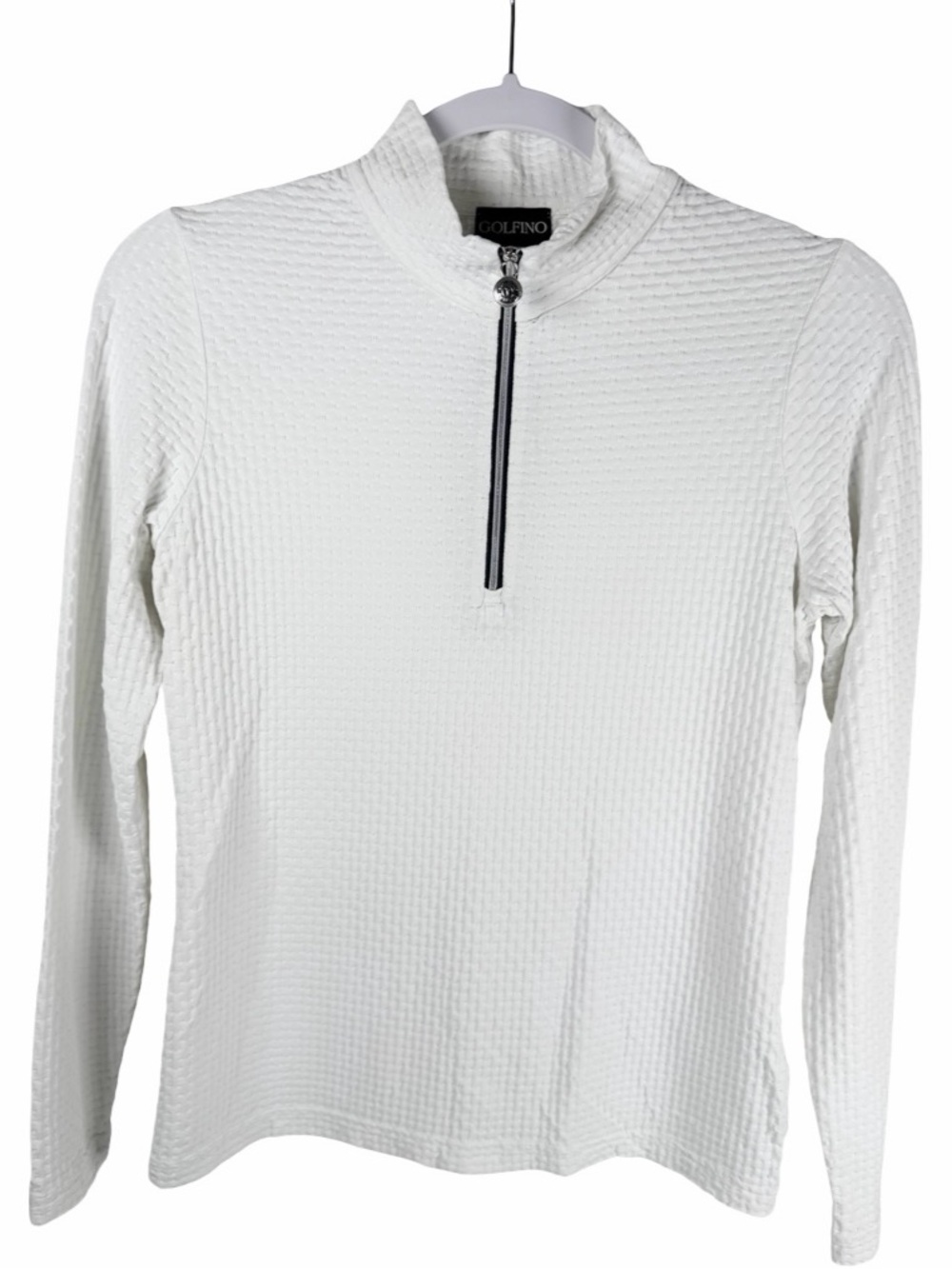 Golfino Women's White Long Sleeve 1/4 Zip Golf Pullover Top Size 4 Small